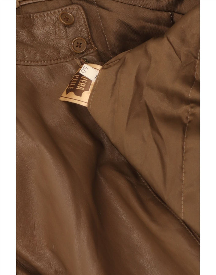 Vintage męska kurtka skórzana IT 50 duża brązowa skóra