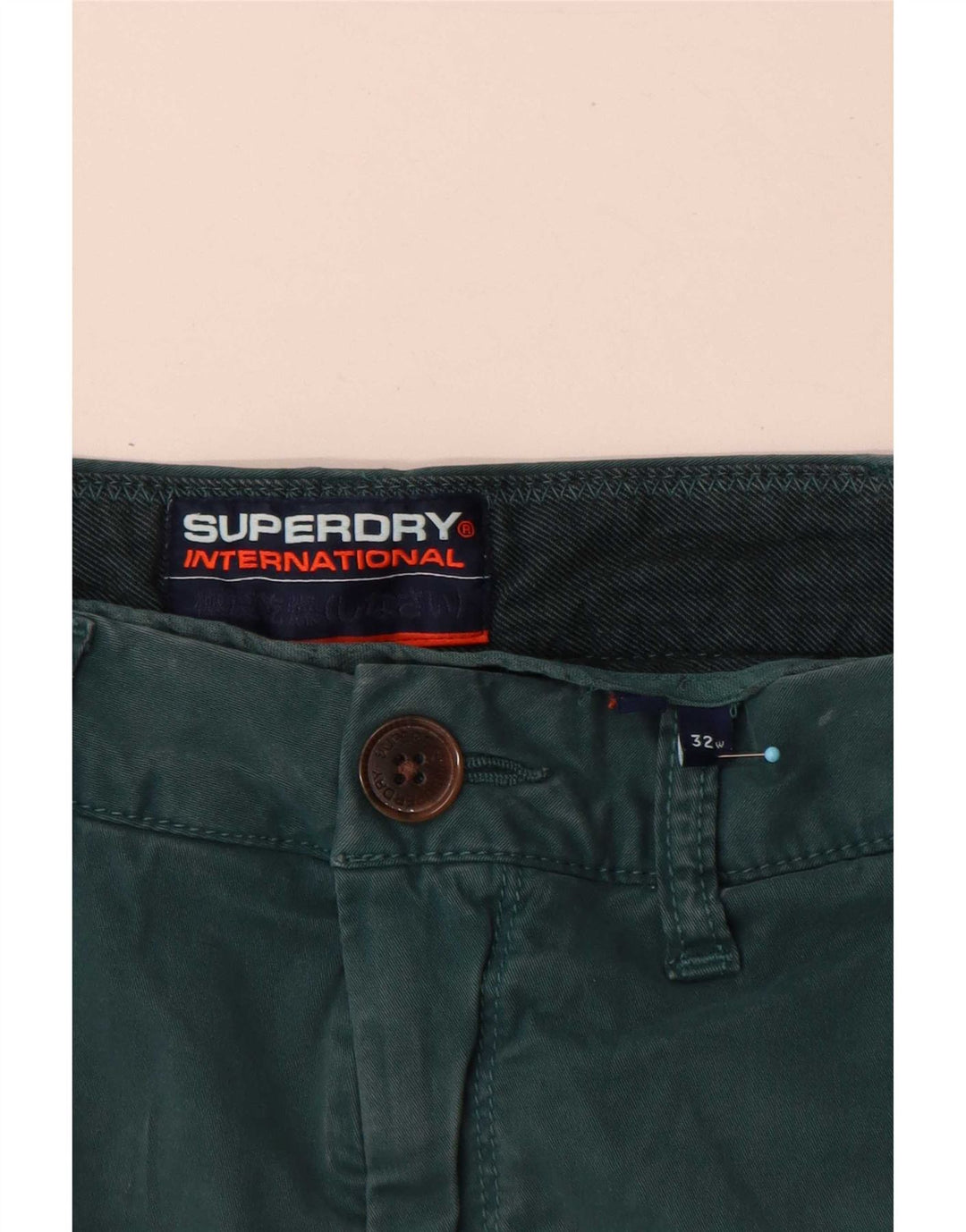 Męskie spodenki typu chino Regular Superdry W32 Średniozielona bawełna