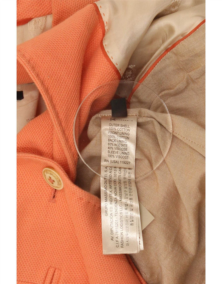 Massimo Dutti Damska marynarka zapinana na 1 guzik EU 38 Mała Pomarańczowa Bawełna
