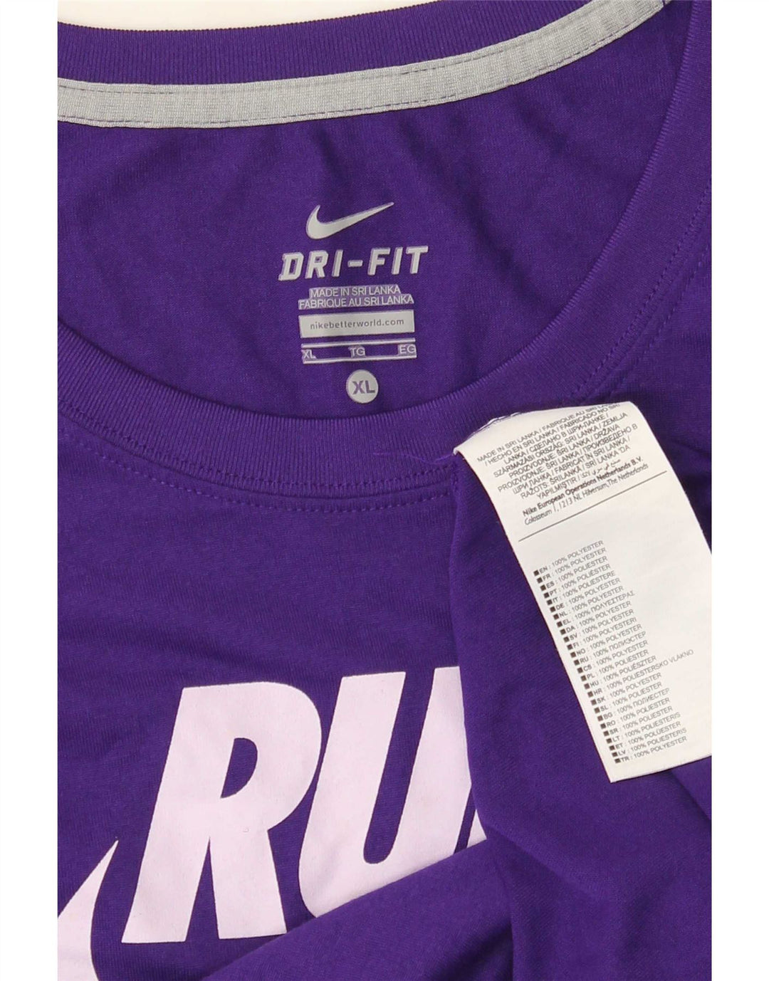 Męski T-shirt Nike Dri Fit z grafiką, top XL, fioletowy, poliester