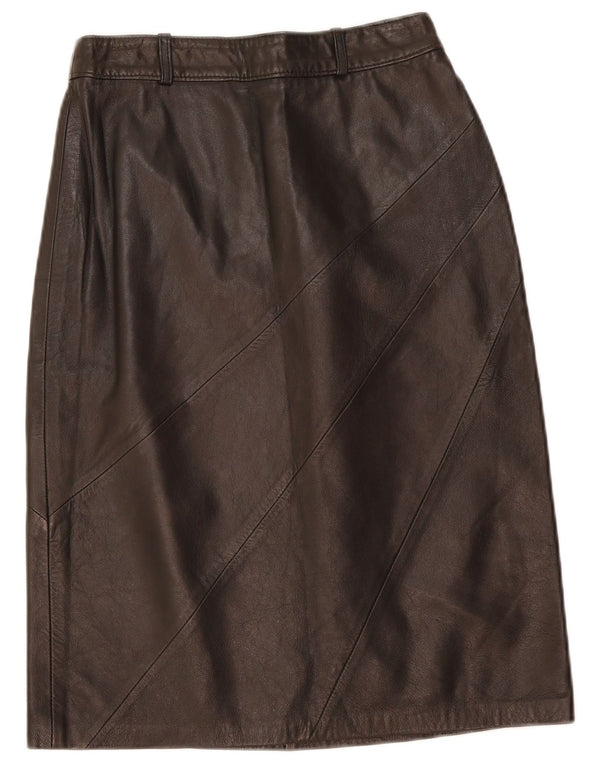 Vintage Womens Leather Skirt W26 Small  Black Leather