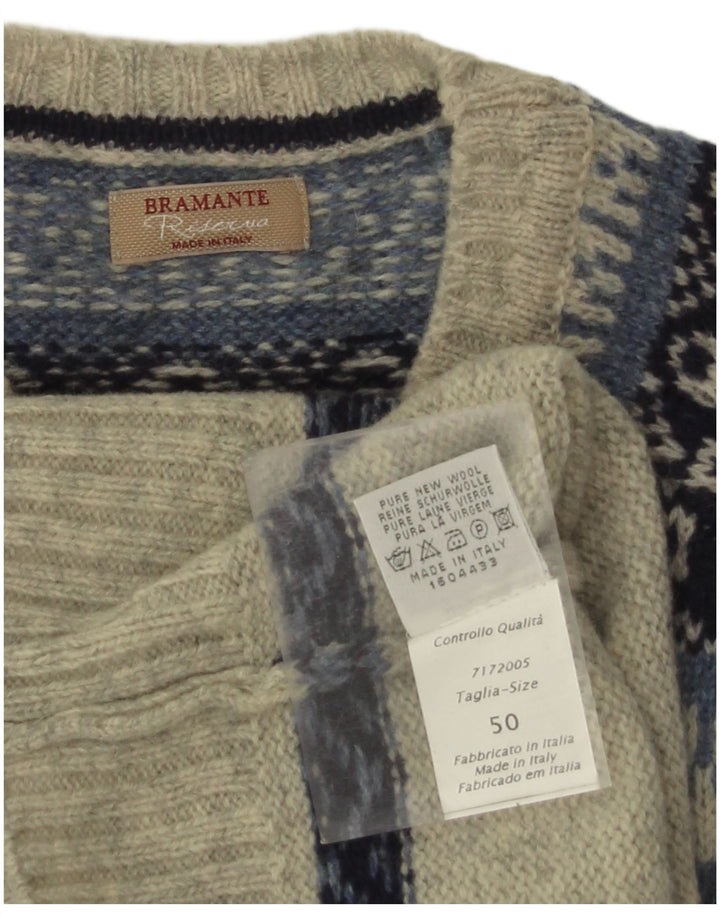 Bramante Męski sweter z okrągłym dekoltem IT 50 Średni szary Fair Isle New Wool