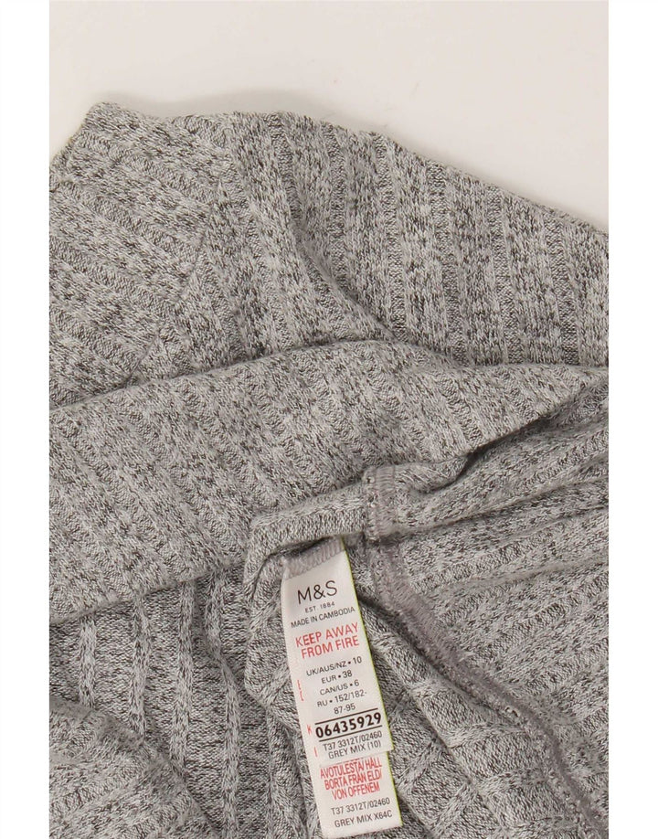 Marks & Spencer Damski sweter z okrągłym dekoltem UK 10, mały, szary nakrapiany
