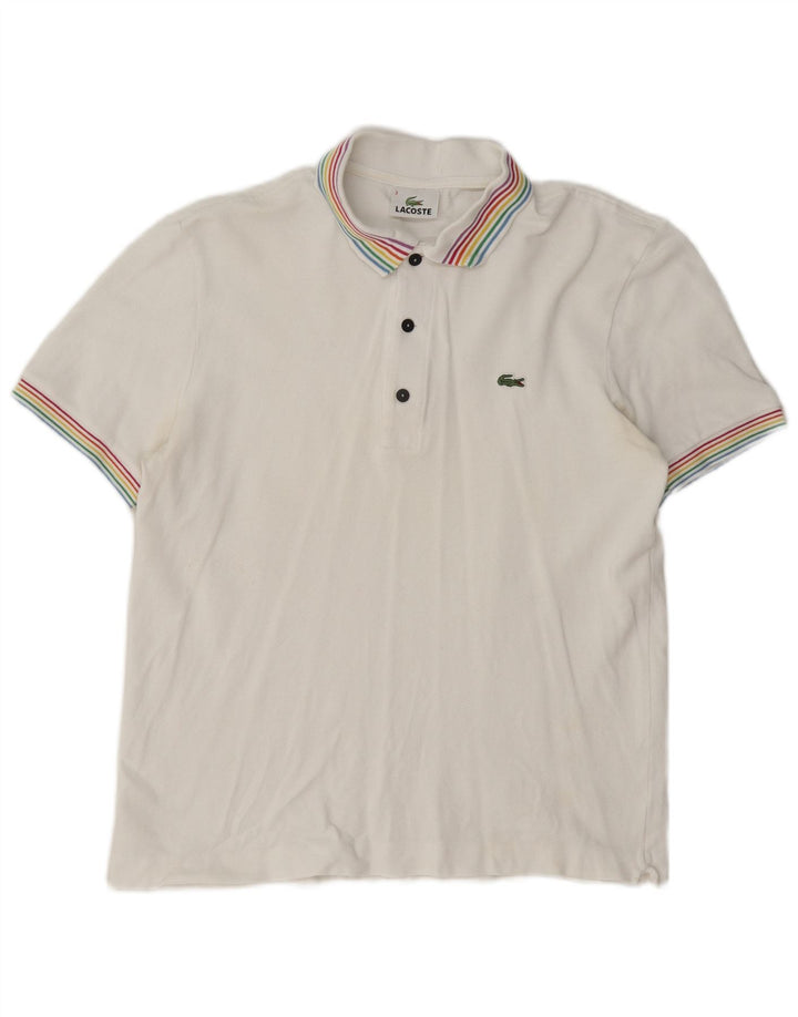 Męska koszulka polo Lacoste, rozmiar 3, mała, biała, bawełniana