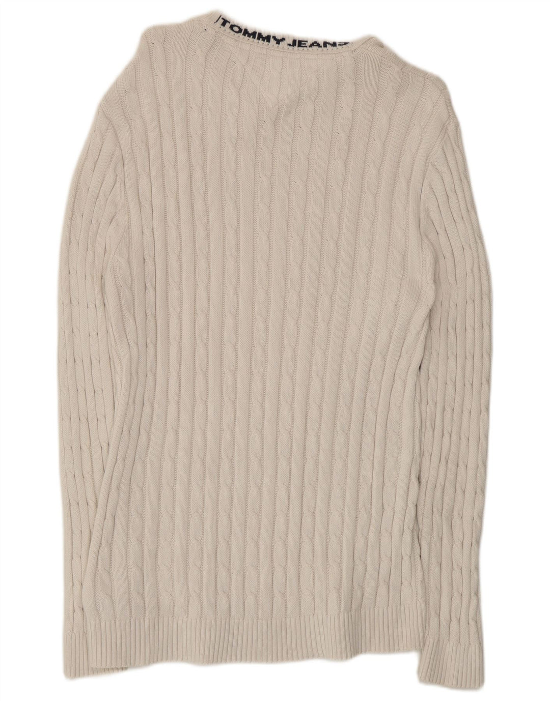 Męski sweter z okrągłym dekoltem Tommy Hilfiger, średniej wielkości biała bawełna
