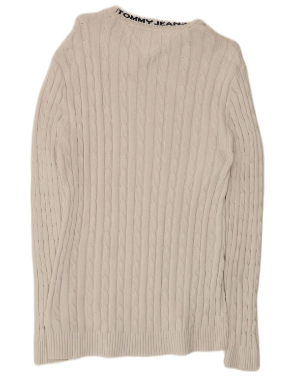 Męski sweter z okrągłym dekoltem Tommy Hilfiger, średniej wielkości biała bawełna