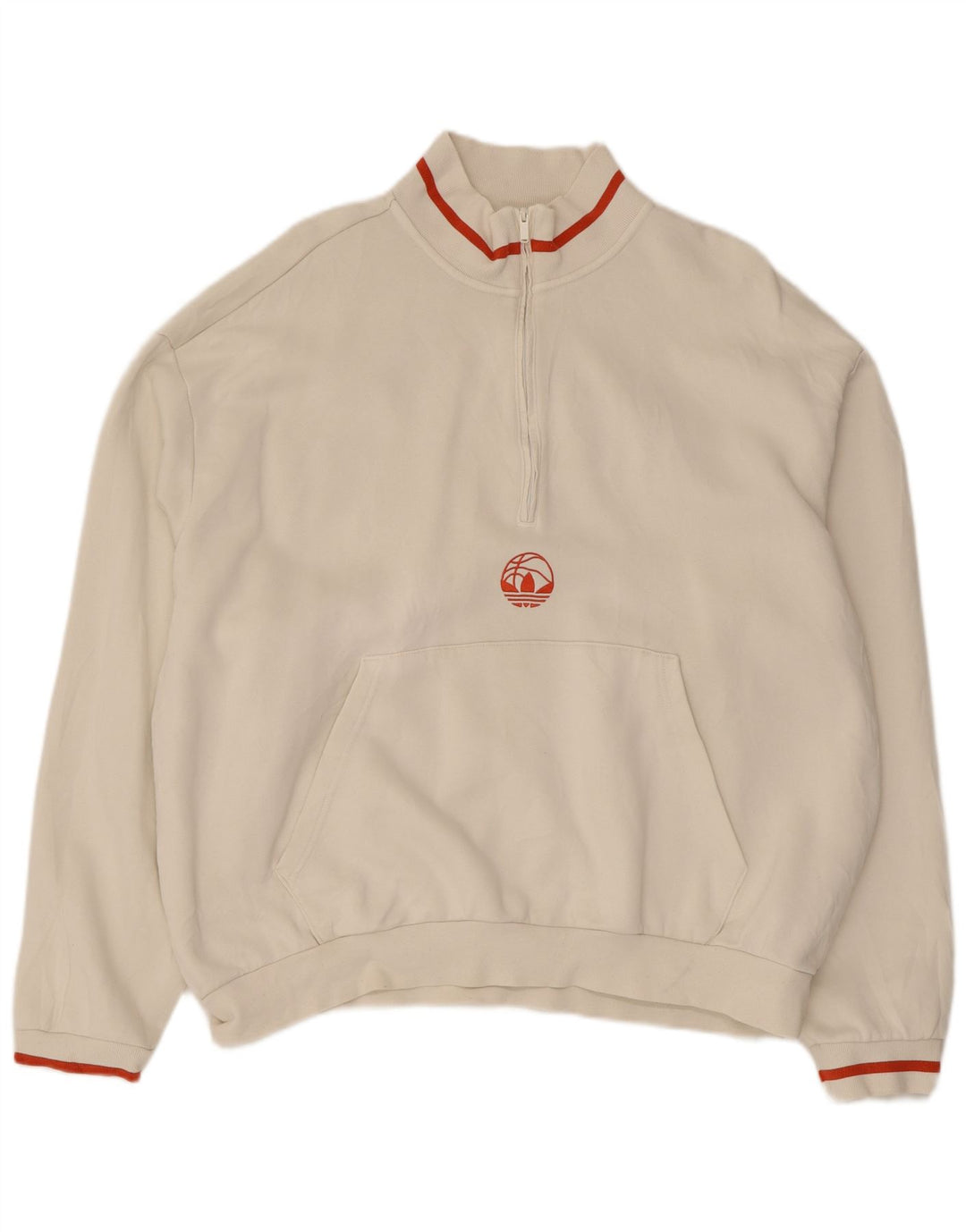 Adidas Męska bluza z zamkiem błyskawicznym, sweter XL, biała bawełna