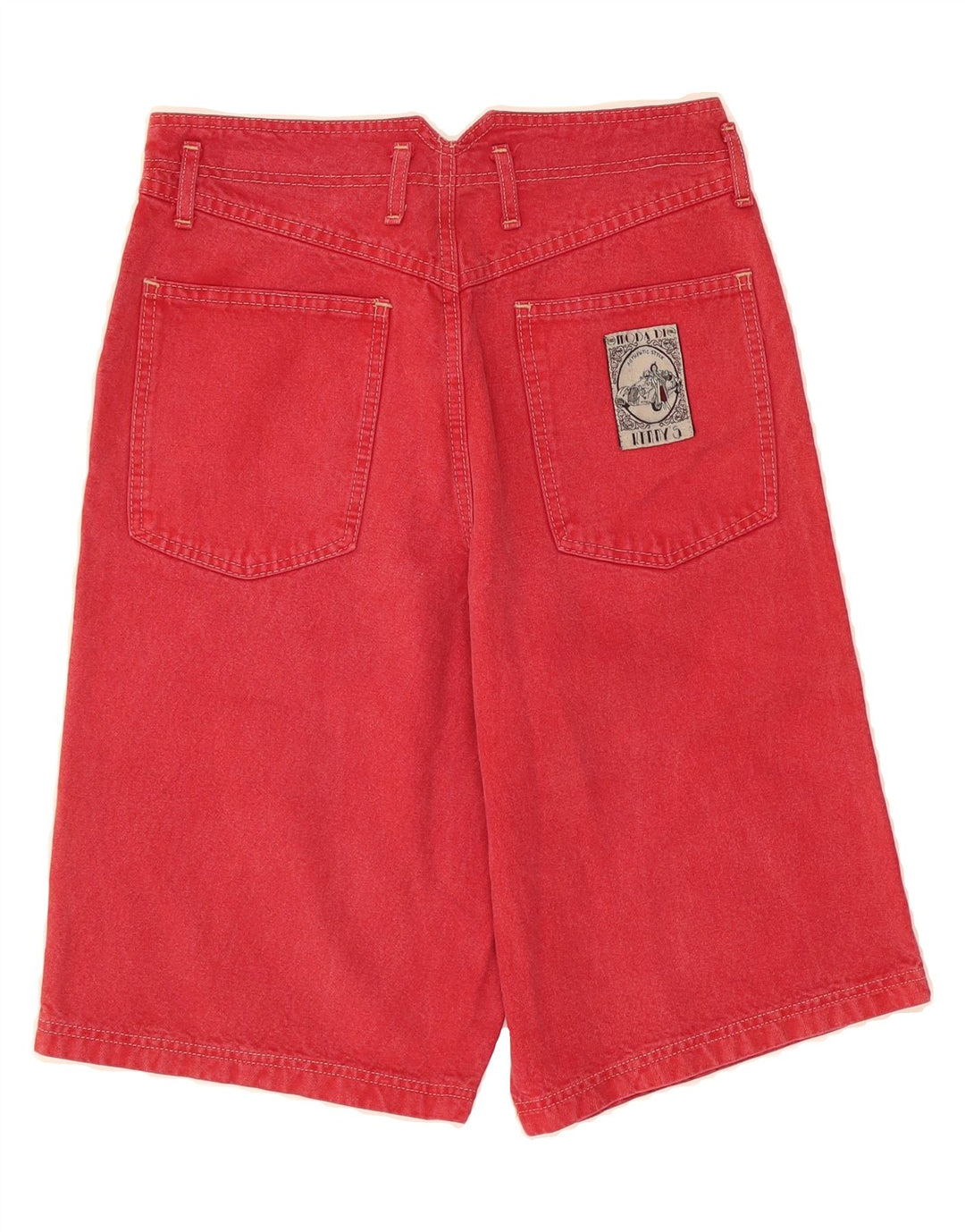 KENNY Womens High Waist Denim Shorts W29 Medium Red Cotton Vintage Kenny and Second-Hand Kenny from Messina Hembry 