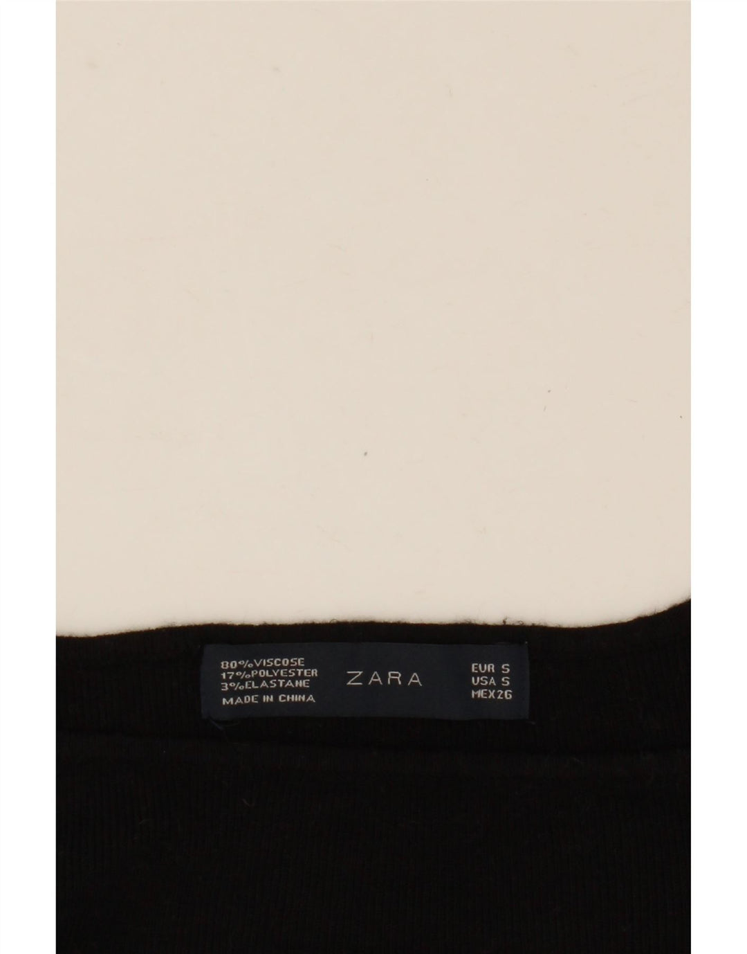 Damski krótki top Zara z długim rękawem UK 10 Small, czarna wiskoza