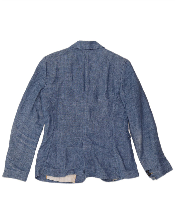 Damska marynarka zapinana na 1 guzik Massimo Dutti EU 38 Small Blue Linen