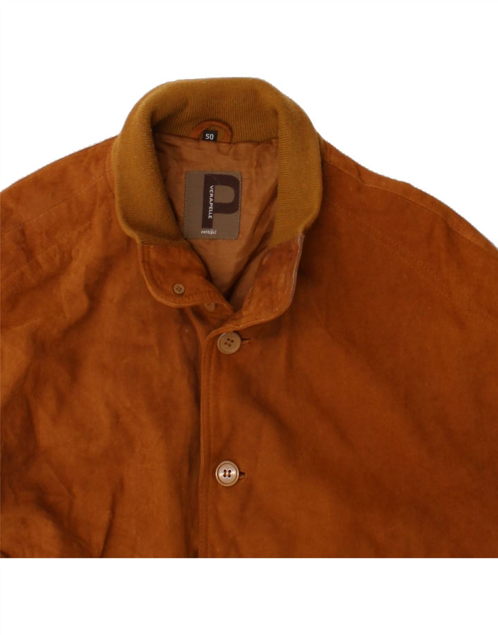 CONBIPEL Mens Suede Bomber Jacket IT 50 Large Brown Leather Vintage Conbipel and Second-Hand Conbipel from Messina Hembry 