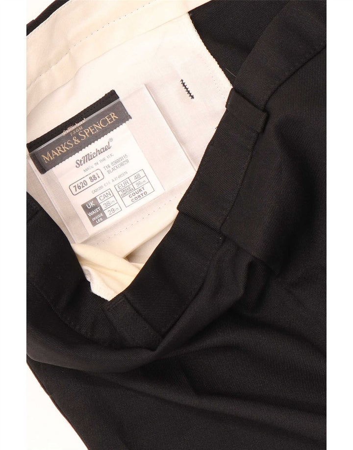 Marks & Spencer Męskie proste spodnie chino W38 L29 Czarny poliester
