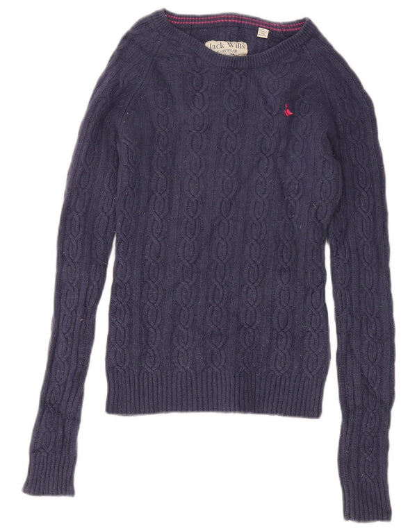 Sweter damski Jack Wills z dekoltem w łódkę, UK 10, mały, granatowy, wełniany