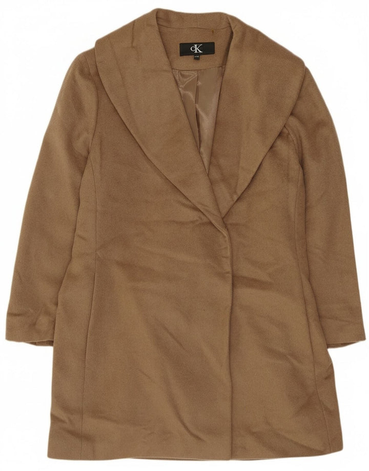 Damski płaszcz oversize Calvin Klein UK 18 XL, beżowa wełna