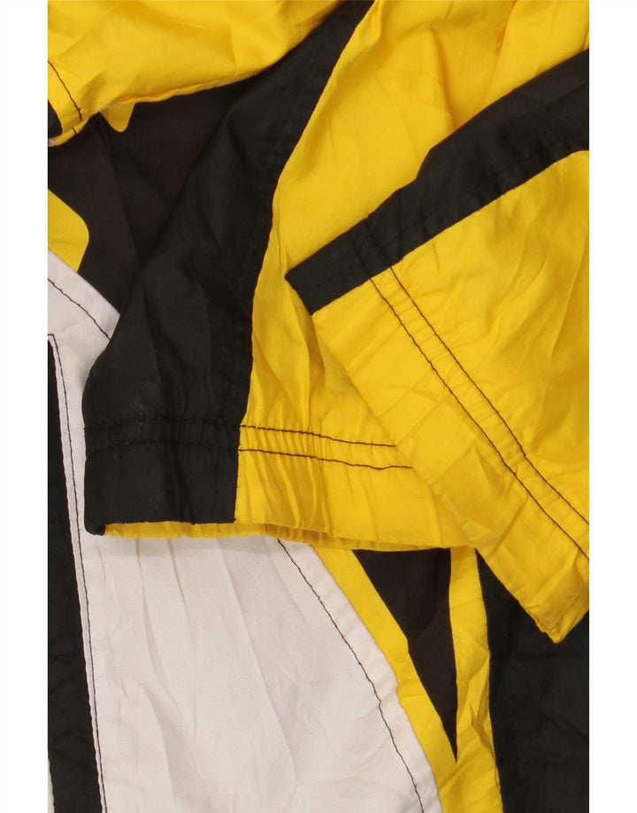 Męska kurtka przeciwdeszczowa z kapturem ASICS UK 40, duża, czarna, z blokami kolorów