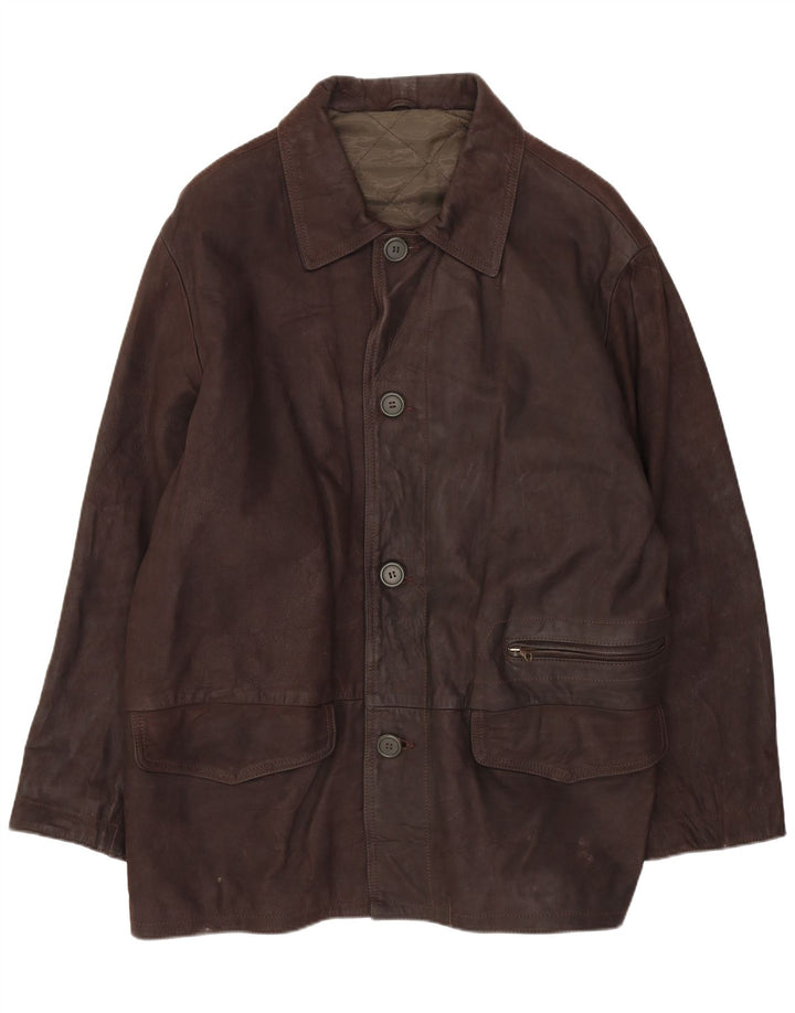Vintage Mens Leather Jacket IT 50 Large Brown