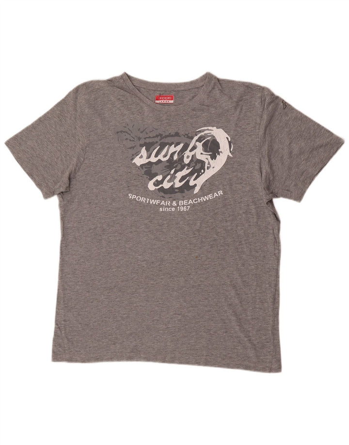 Męski T-shirt z grafiką Kappa, duży, szary