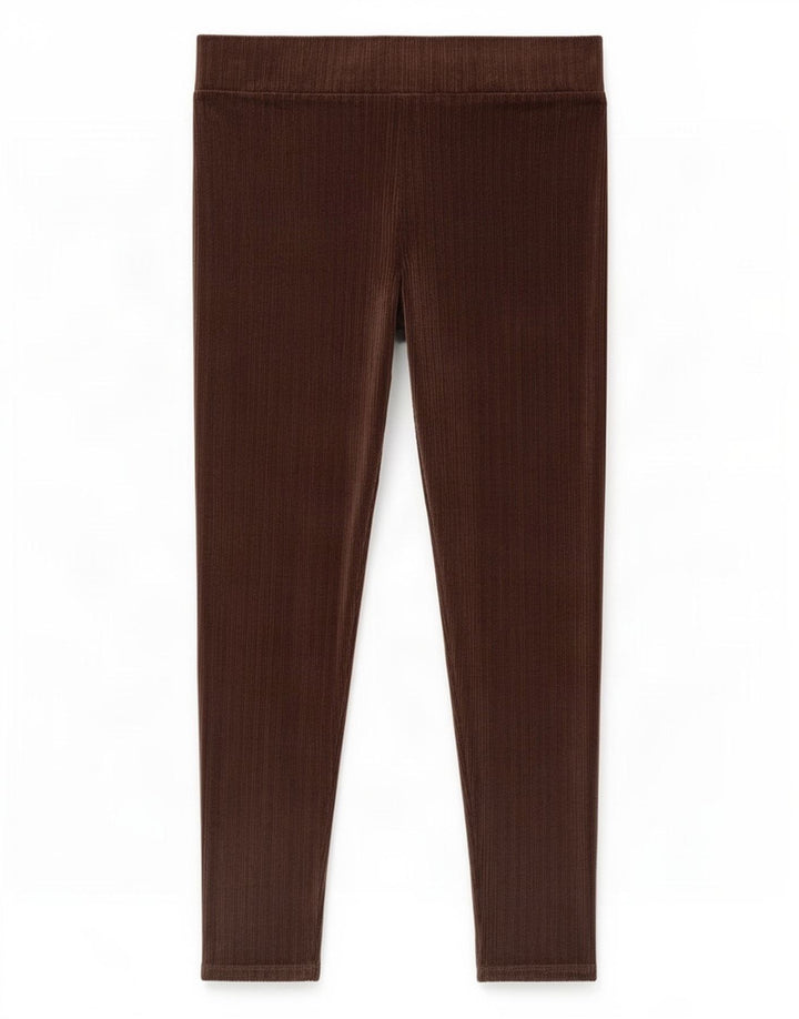 Marks & Spencer Damskie legginsy welurowe UK 16, duże, brązowe, poliestrowe