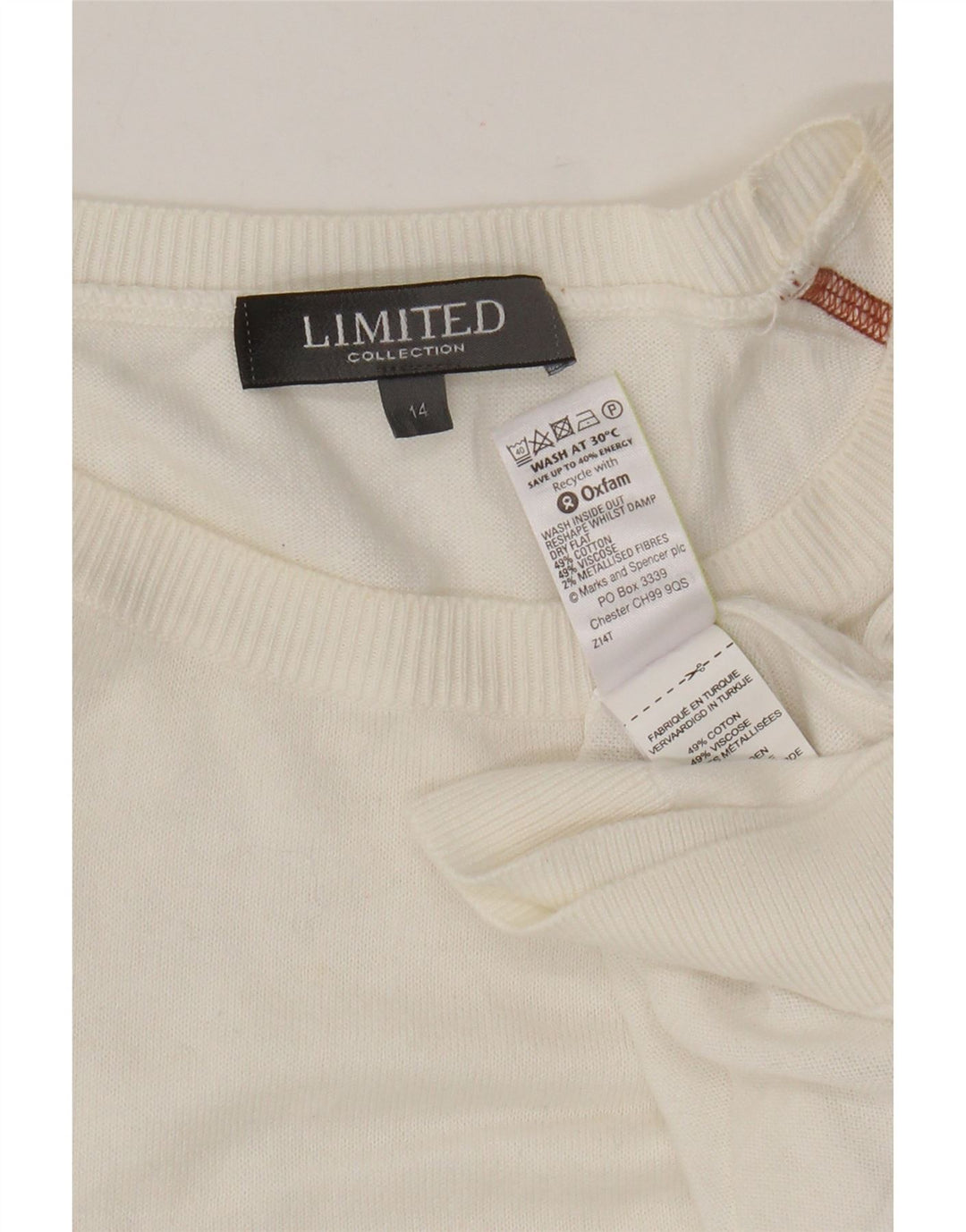 Marks & Spencer Damski sweter z dekoltem w łódkę, UK 14, duży, biały
