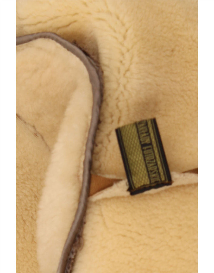 Vintage męska kurtka shearling z podwójnymi piersiami IT 56 3XL brązowa
