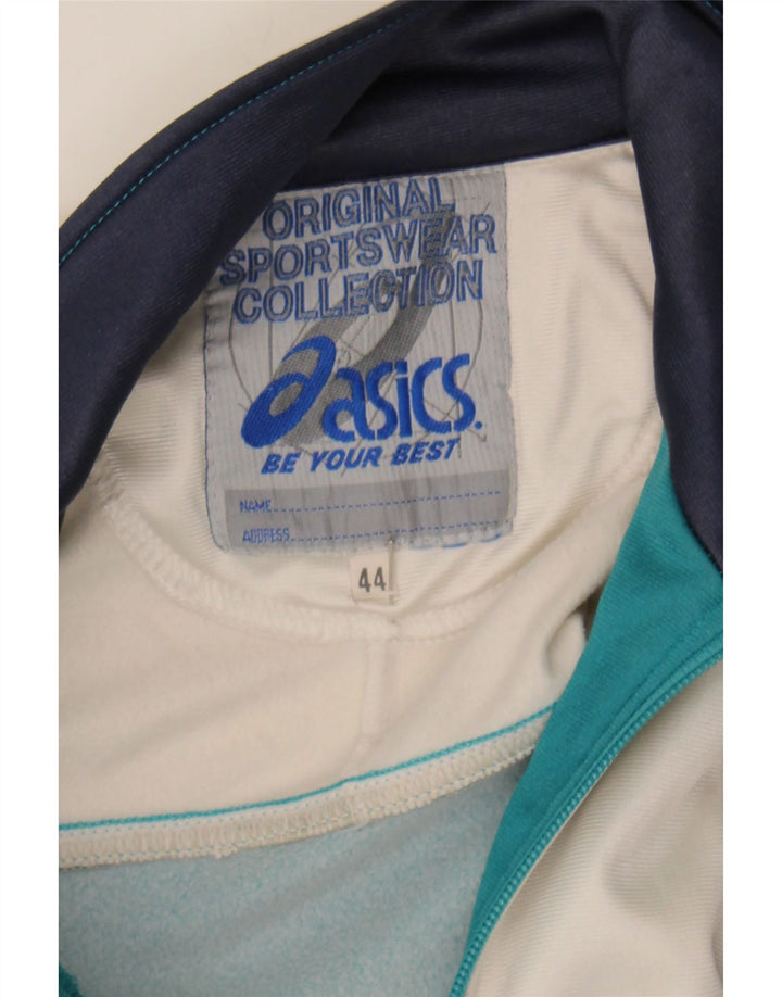 ASICS Womens Tracksuit Top Jacket IT 44 Medium Turquoise Colourblock Vintage Asics and Second-Hand Asics from Messina Hembry 