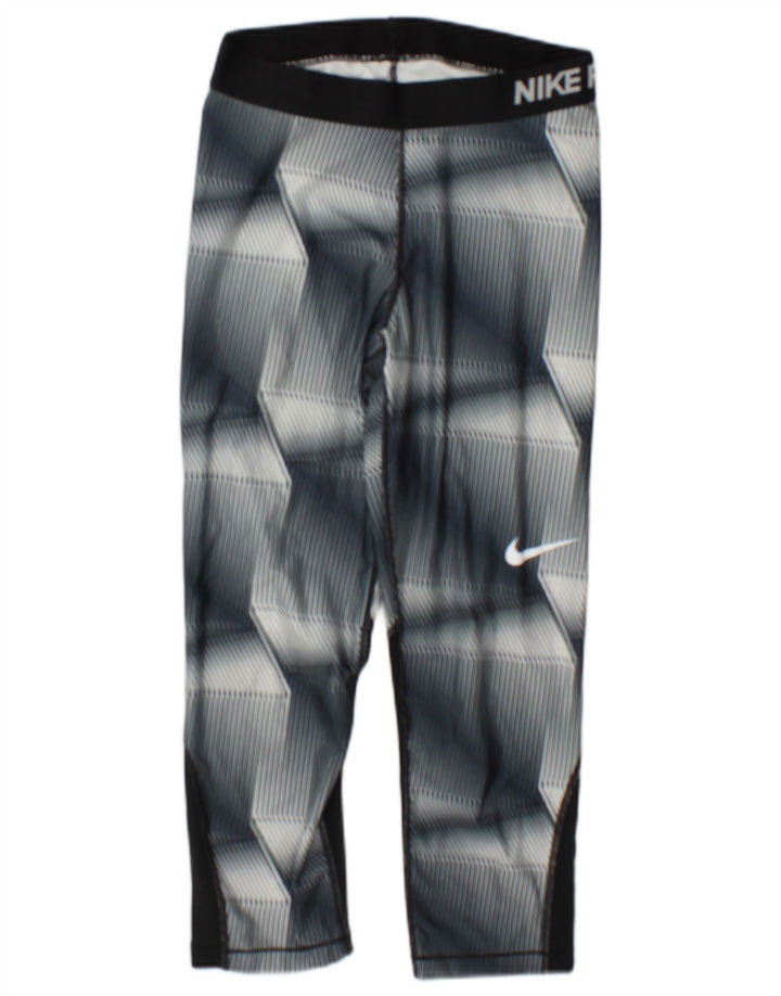 Damskie legginsy Nike Dri Fit Capri UK 12, średnioszary, geometryczny poliester
