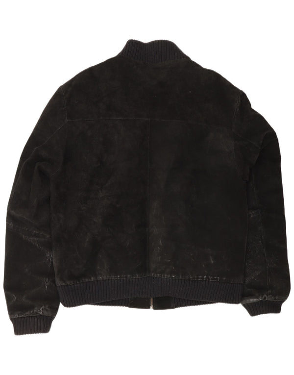 Vintage męska zamszowa kurtka bomber UK 42 XL czarna skóra