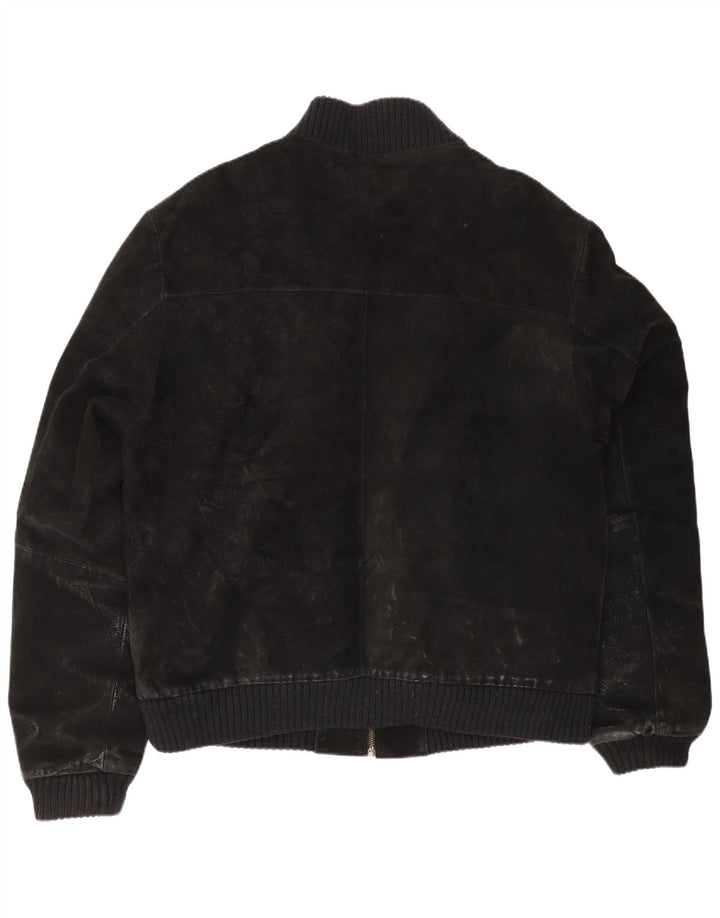 Vintage męska zamszowa kurtka bomber UK 42 XL czarna skóra