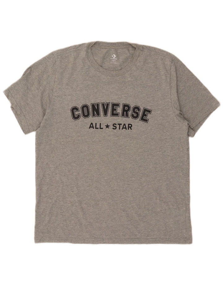Converse Męski T-shirt z grafiką, duży, szary, z bawełny w plamki