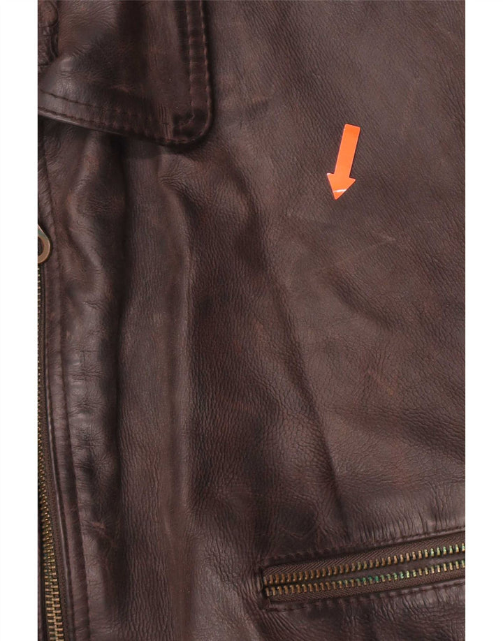 Vintage męska skórzana kurtka UK 42 XL brązowa