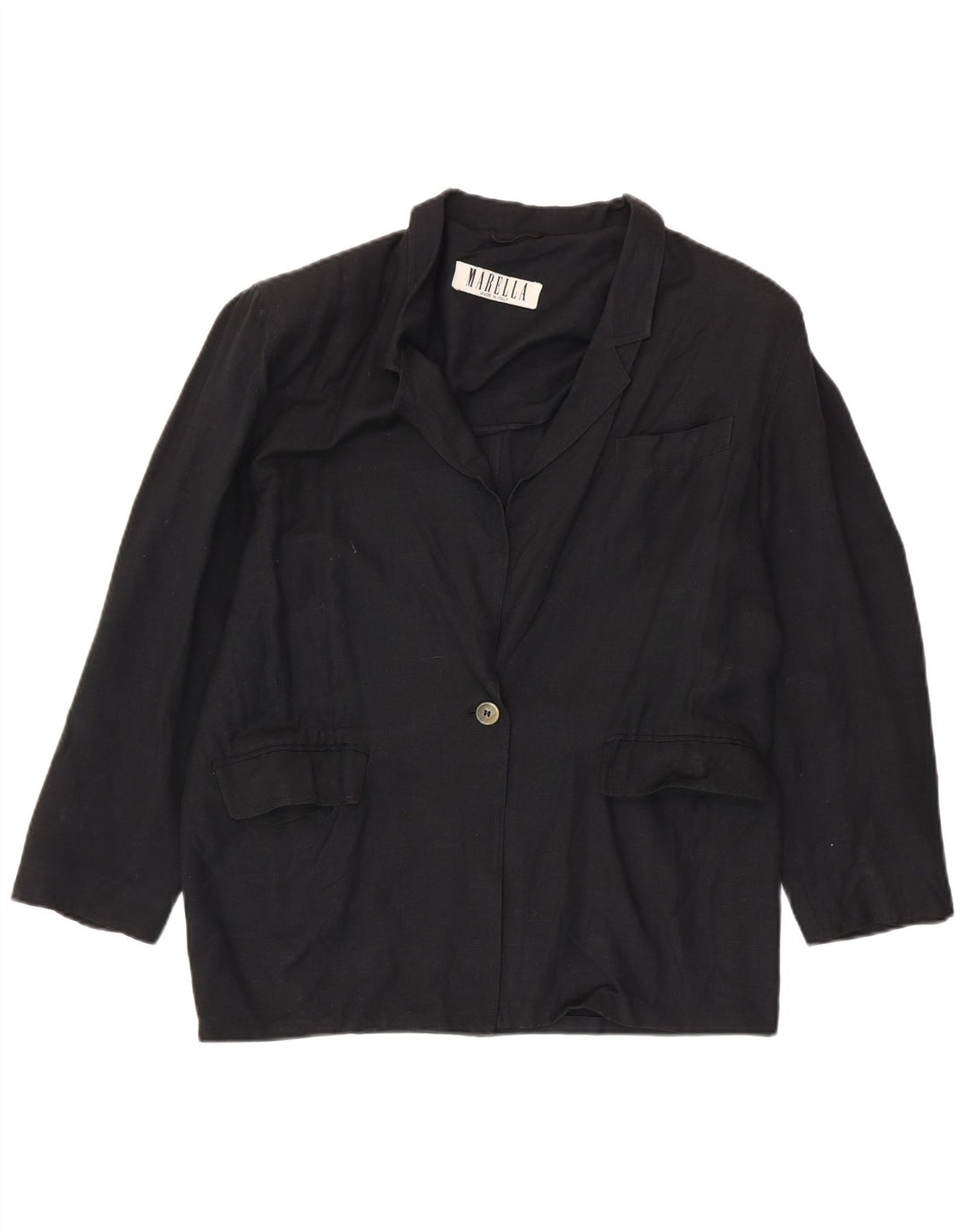 Marella damska marynarka zapinana na 1 guzik UK 14 duża czarna wiskoza