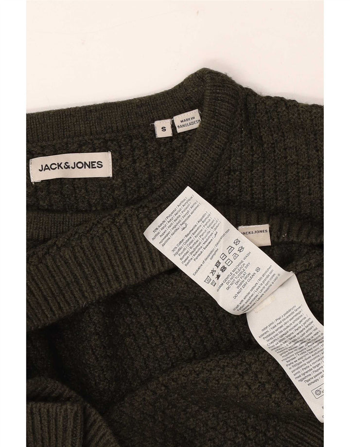 Męski sweter Jack & Jones z okrągłym dekoltem, mały, khaki, akryl