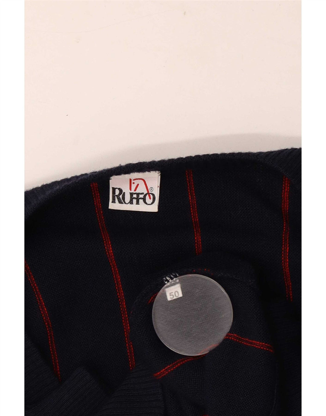 RUFF0 Męski sweter kardigan IT 50 Średni granatowy w paski