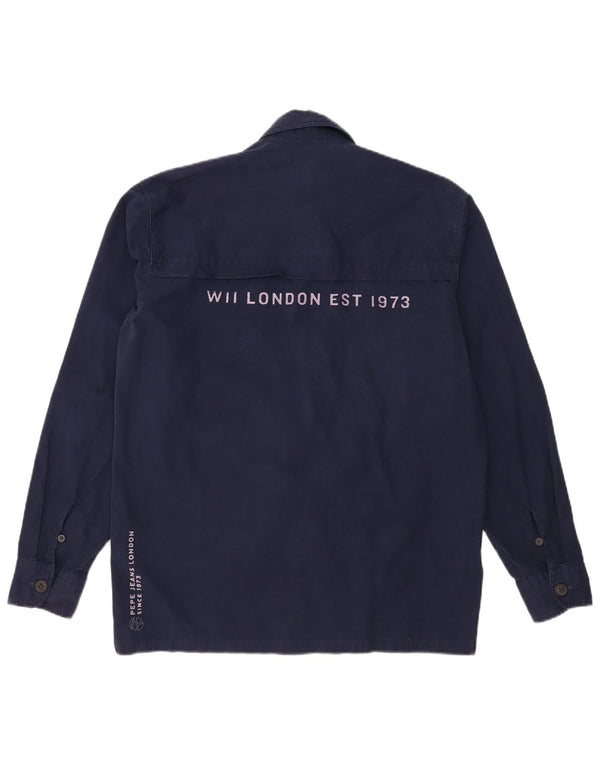 PEPE JEANS Męska koszula z grafiką, mała, granatowa, bawełniana