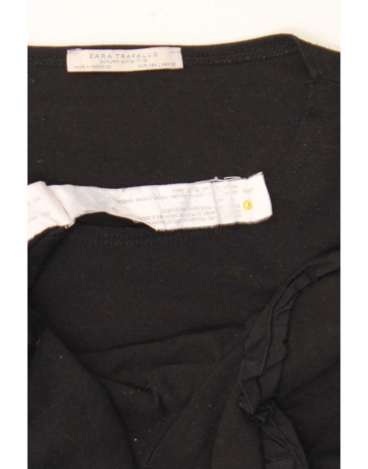 Top damski Zara z rękawem 3/4, UK 16, duży, czarny, bawełniany