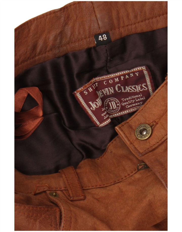 Męskie proste zamszowe spodnie John Devin Classics IT 48 Medium W32 L28 Brązowe
