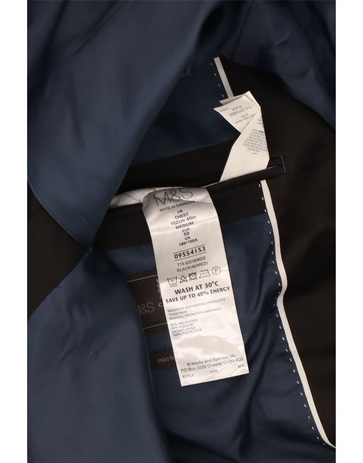 MARKS & SPENCER Męska marynarka zapinana na 1 guzik EU 50, duży, czarny poliester