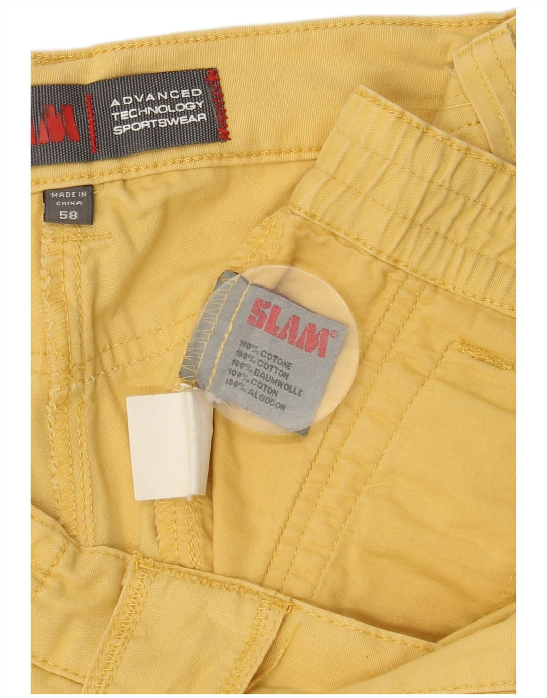 SLAM Mens Cargo Shorts IT 58 4XL W42 Yellow Cotton