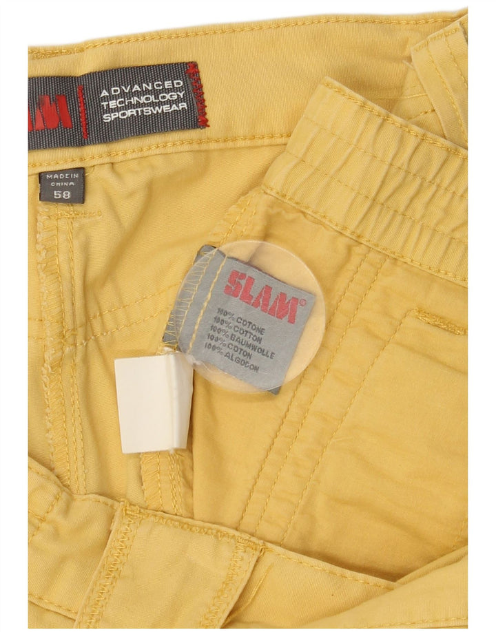 SLAM Mens Cargo Shorts IT 58 4XL W42 Yellow Cotton