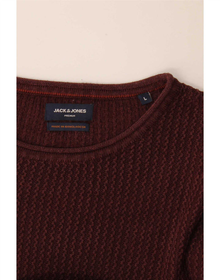 Męski sweter Jack & Jones z okrągłym dekoltem, duży, bordowy
