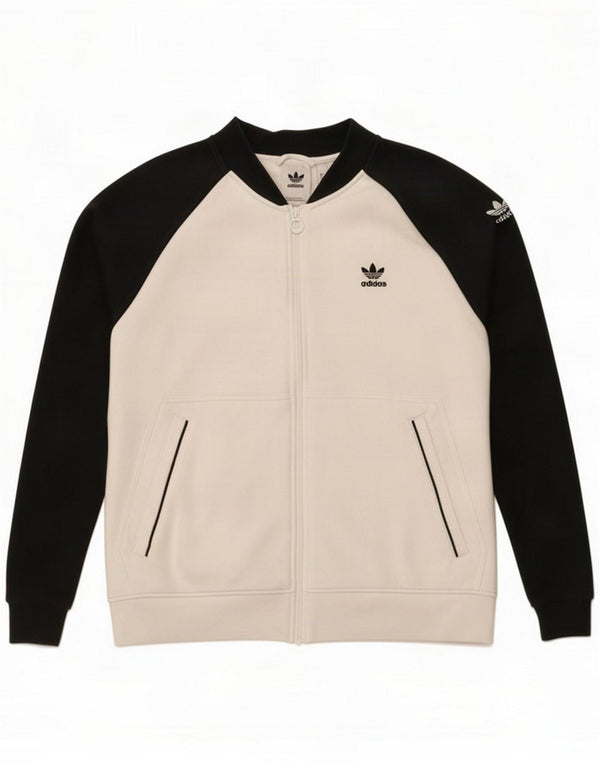 Adidas Mens Tracksuit Top Jacket Large White Colourblock Cotton