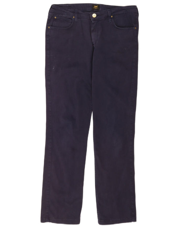 Lee Womens Marion Straight Casual Trousers W31 L30 Navy Blue Cotton