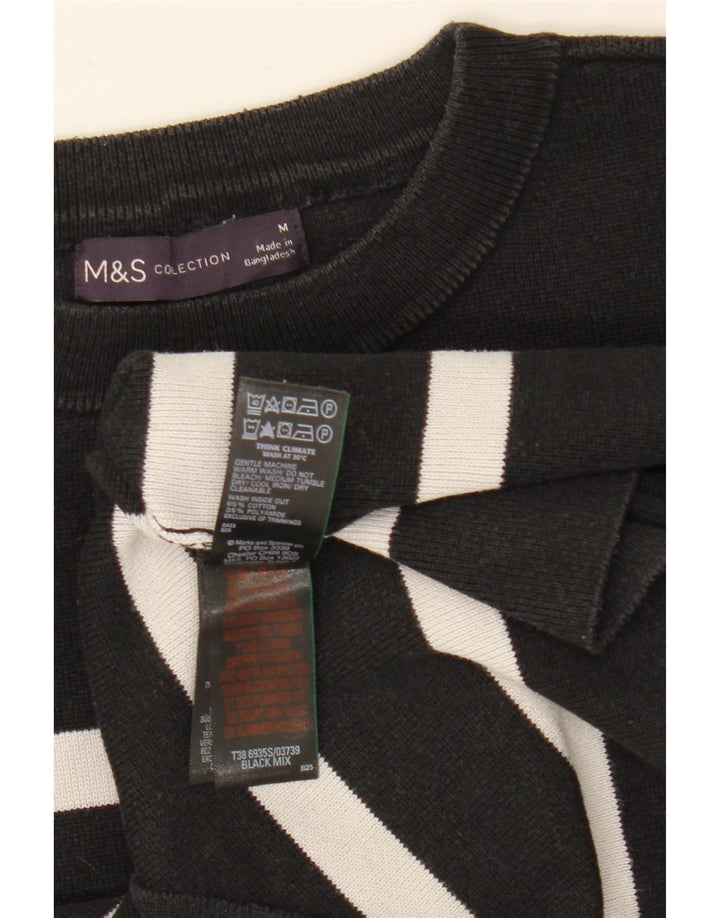 Marks & Spencer Damski sweter z okrągłym dekoltem, UK 12, średnie czarne paski