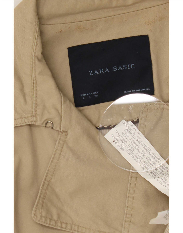 Trencz damski Zara UK 16, duży, beżowy, bawełniany