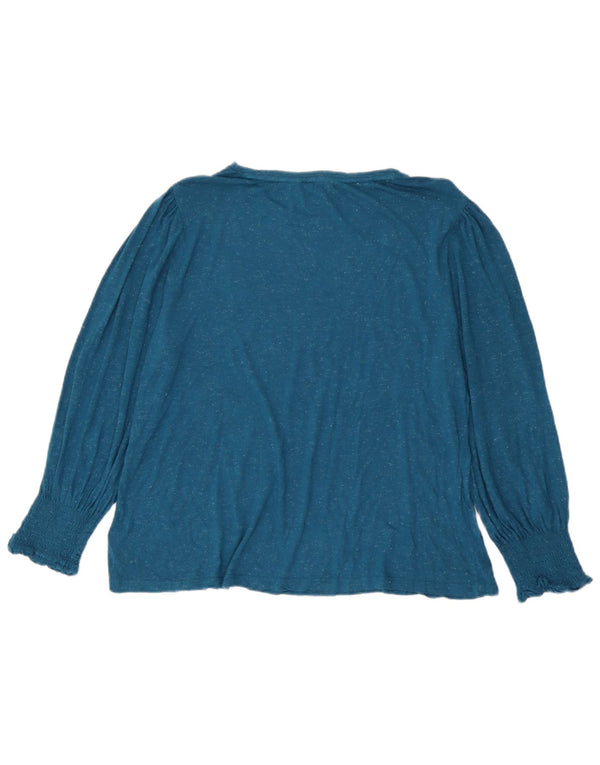 Top damski Fat Face z długim rękawem UK 20 2XL Niebieskie plamki wiskozy