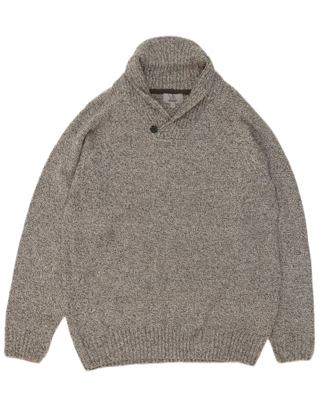 Marks & Spencer Męski sweter z szalowym dekoltem, duży, szary, nakrapiany
