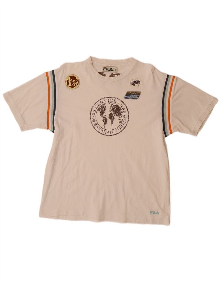 Męska koszulka z grafiką FILA, duża, biała, bawełniana