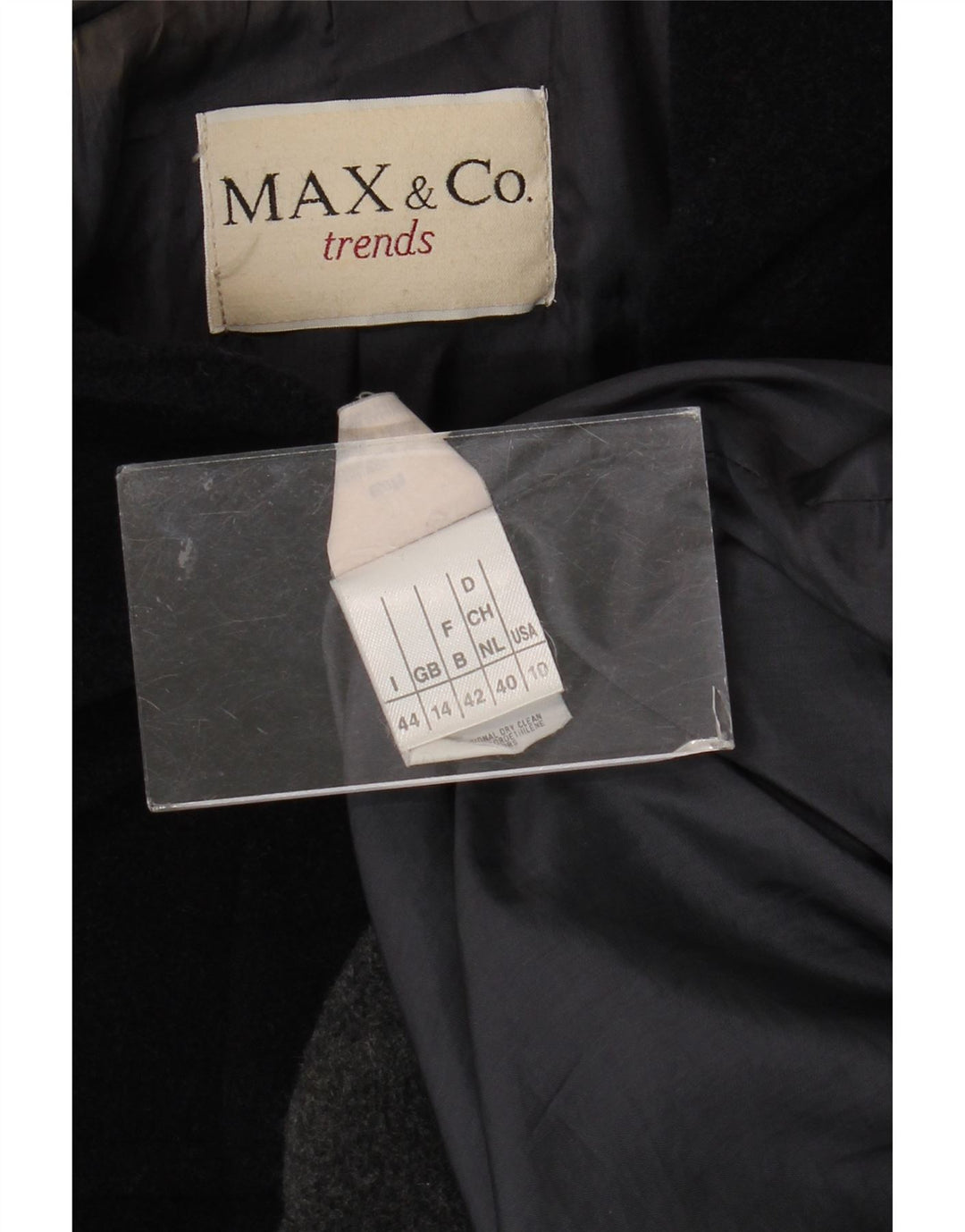 Damski płaszcz z kapturem Max & Co. UK 14, duży granatowy, blok kolorów