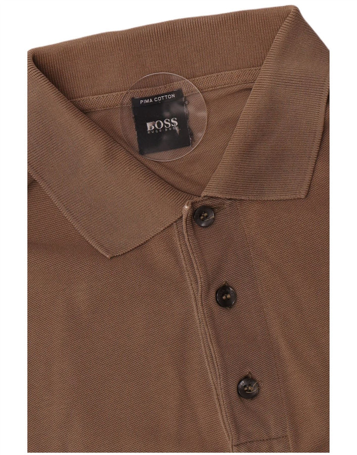 Męska koszulka polo Hugo Boss, mała, brązowa, bawełniana