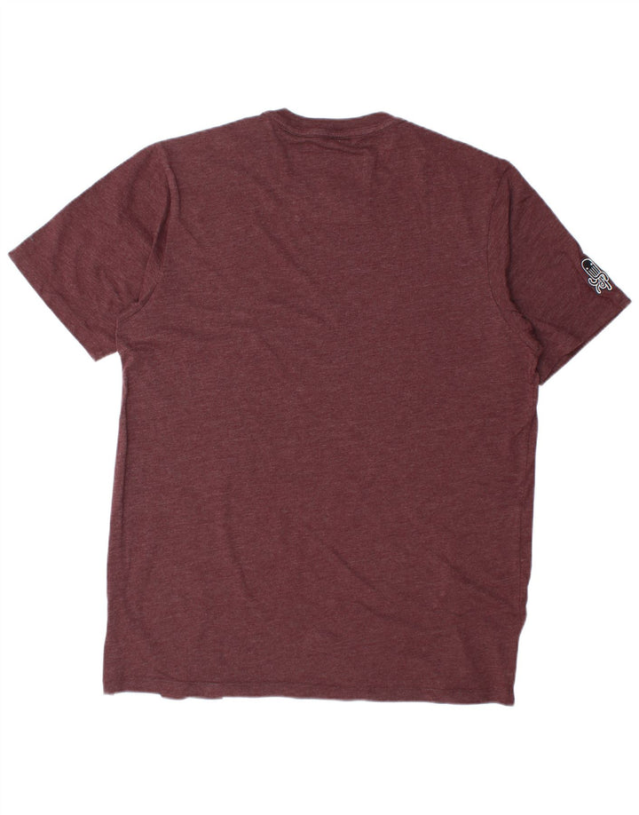 Męski T-shirt z grafiką G-Star, duży, bordowy poliester z blokami kolorów